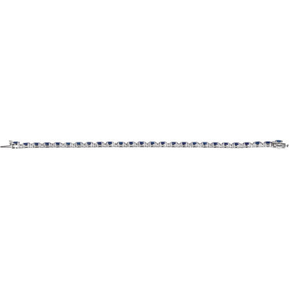 14K White Gold Lab-Grown Blue Sapphire & 5/8 CTW Lab-Grown Diamond Line 7" Bracelet