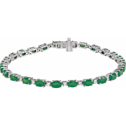 Lab-Grown Emerald & 5/8 CTW Lab-Grown Diamond Line 7" Bracelet