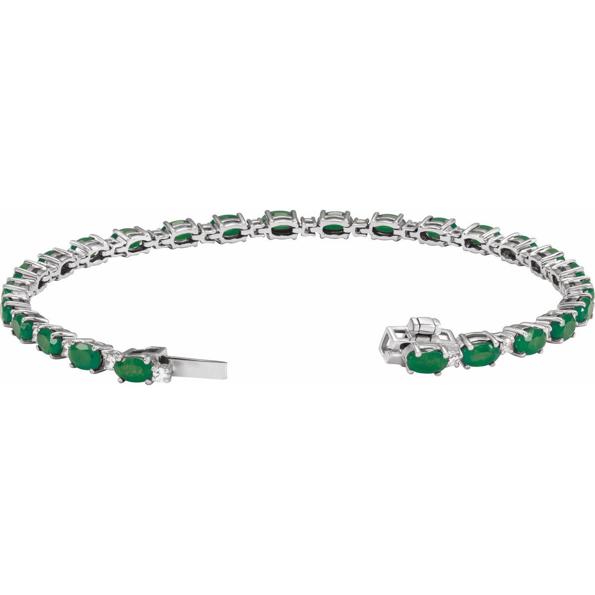 Lab-Grown Emerald & 5/8 CTW Lab-Grown Diamond Line 7" Bracelet