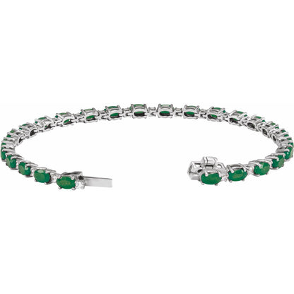 Lab-Grown Emerald & 5/8 CTW Lab-Grown Diamond Line 7" Bracelet