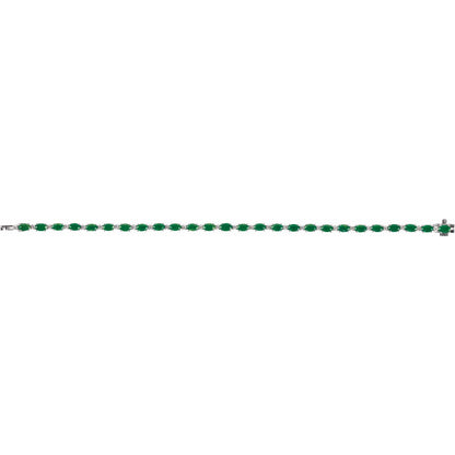 Lab-Grown Emerald & 5/8 CTW Lab-Grown Diamond Line 7" Bracelet