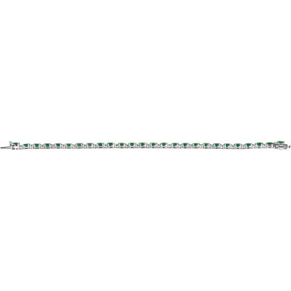 Lab-Grown Emerald & 5/8 CTW Lab-Grown Diamond Line 7" Bracelet