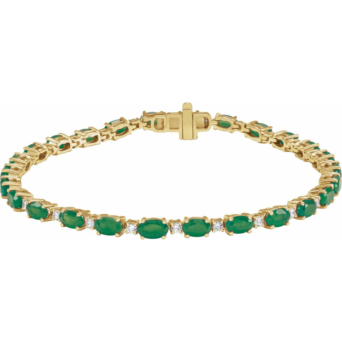 Lab-Grown Emerald & 5/8 CTW Lab-Grown Diamond Line 7" Bracelet