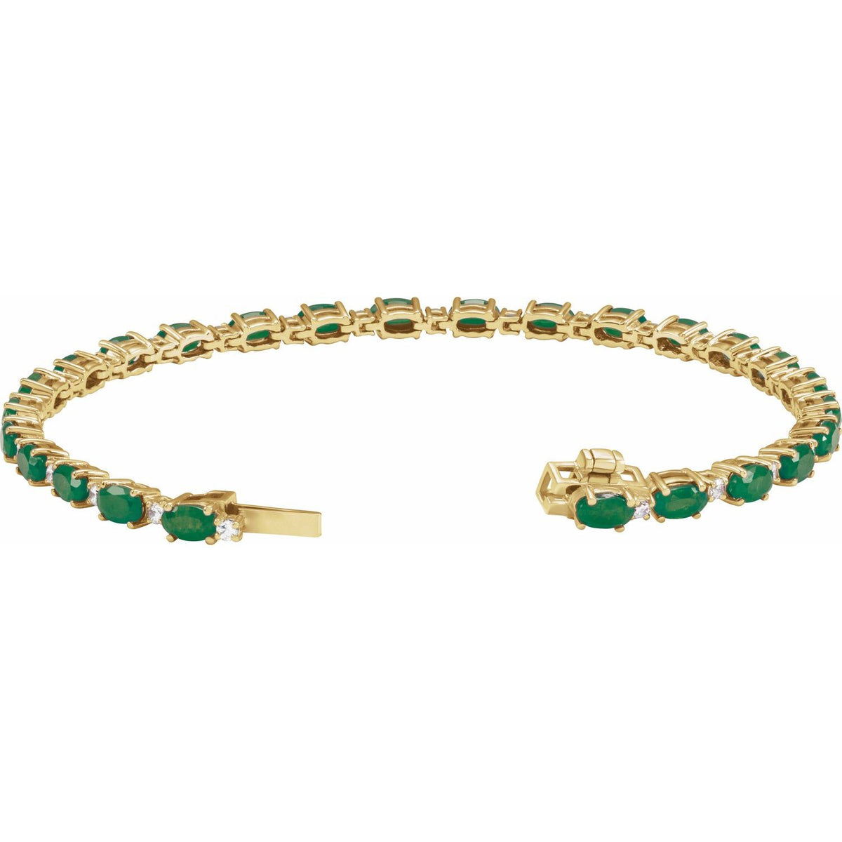 Lab-Grown Emerald & 5/8 CTW Lab-Grown Diamond Line 7" Bracelet