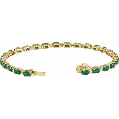 Lab-Grown Emerald & 5/8 CTW Lab-Grown Diamond Line 7" Bracelet