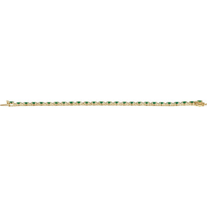 Lab-Grown Emerald & 5/8 CTW Lab-Grown Diamond Line 7" Bracelet