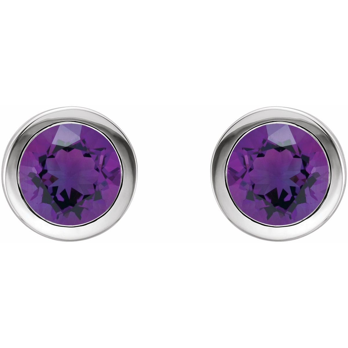 Natural Amethyst Bezel-Set Earrings