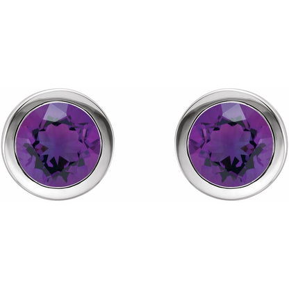 Natural Amethyst Bezel-Set Earrings