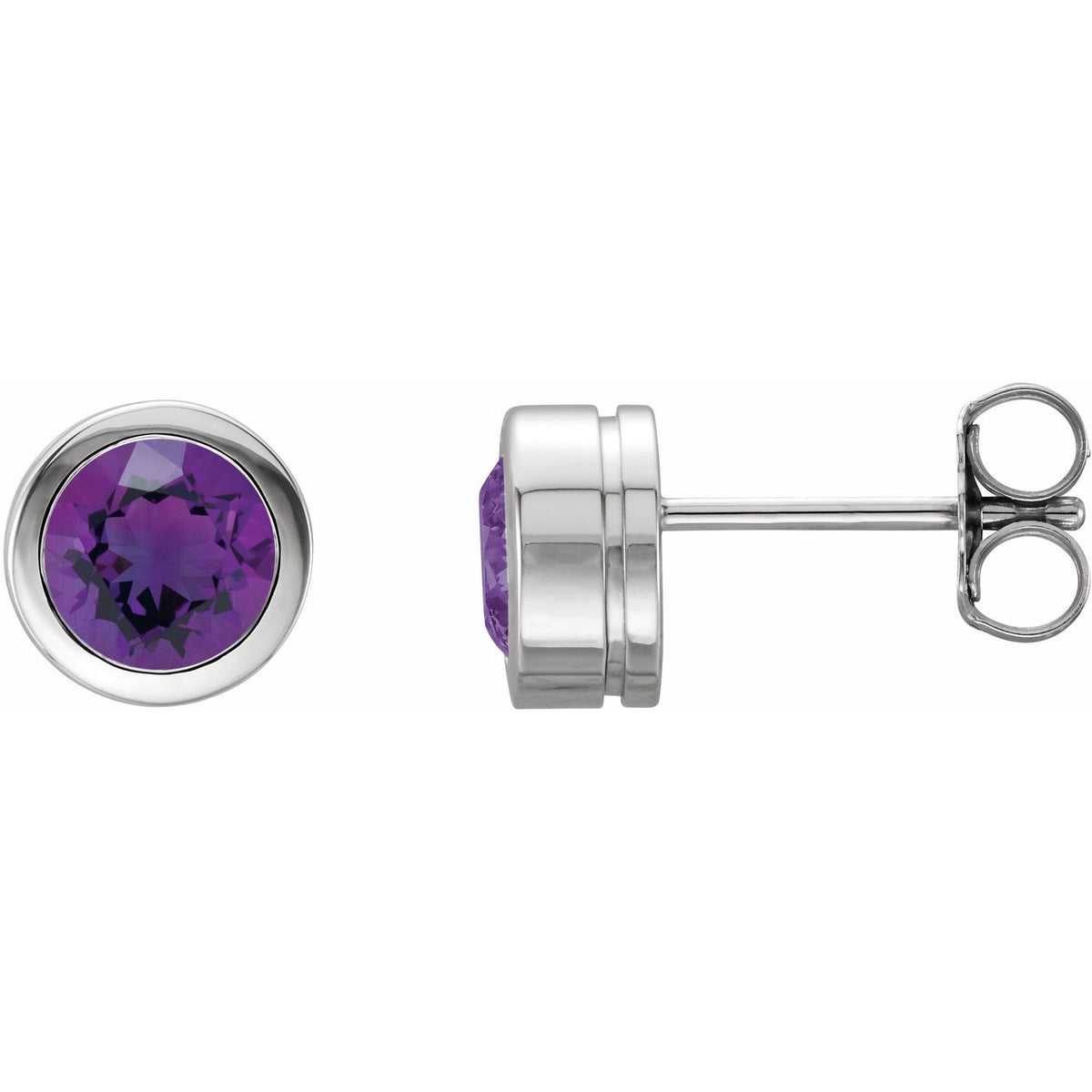 Natural Amethyst Bezel-Set Earrings