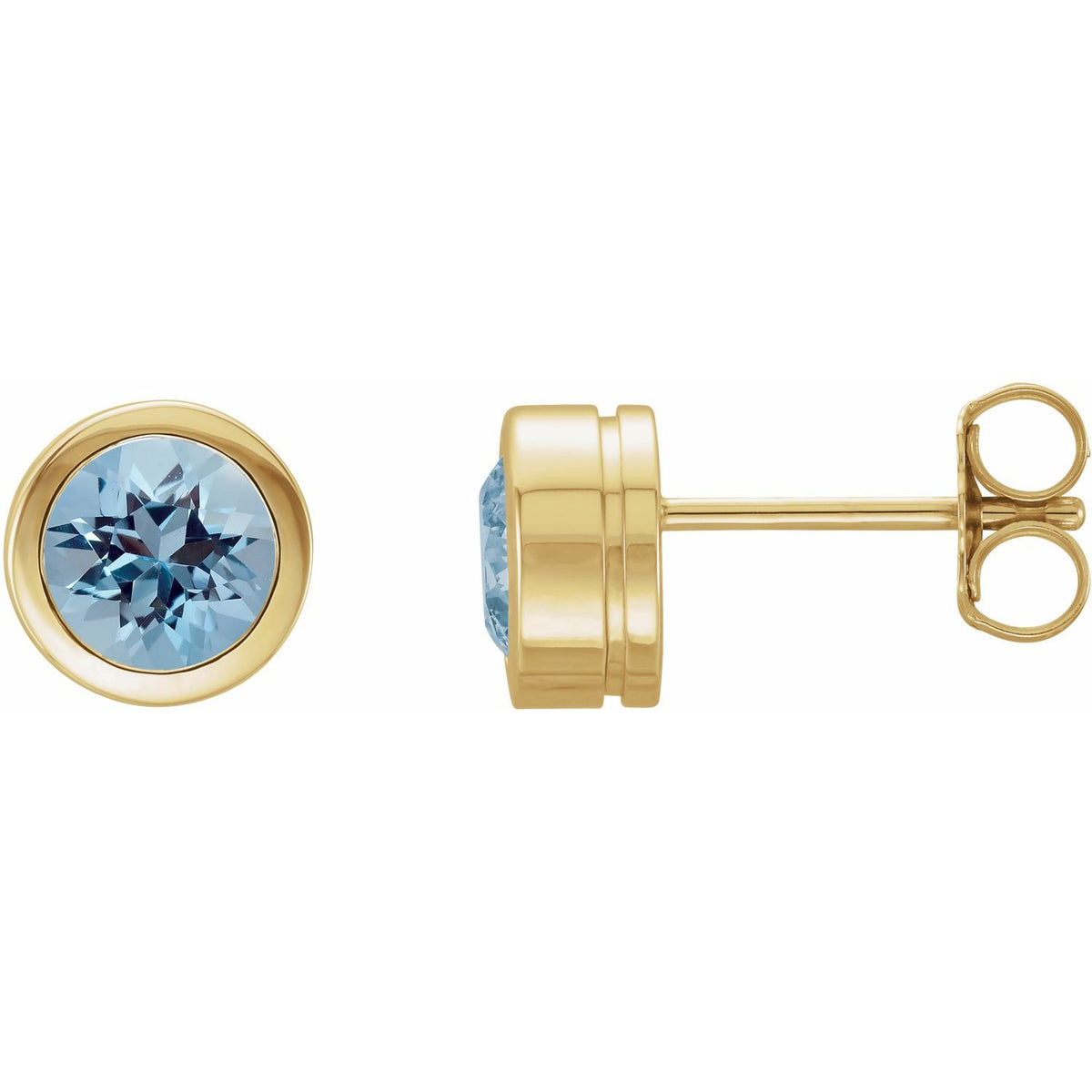 Natural Aquamarine Bezel-Set Earrings