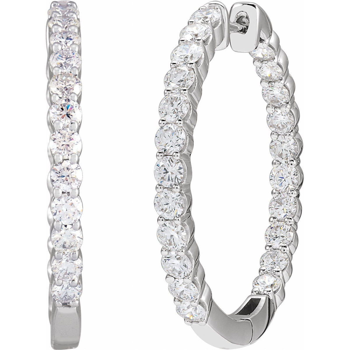 3 CTW Lab-Grown Diamond Inside-Outside Hinged Hoop Earrings