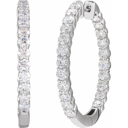 3 CTW Lab-Grown Diamond Inside-Outside Hinged Hoop Earrings