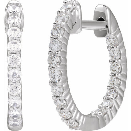 1/2 CTW Lab-Grown Diamond Inside-Outside Hinged Hoop Earrings