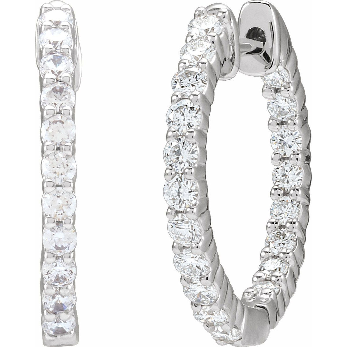 3/4 CTW Lab-Grown Diamond Inside-Outside Hinged Hoop Earrings