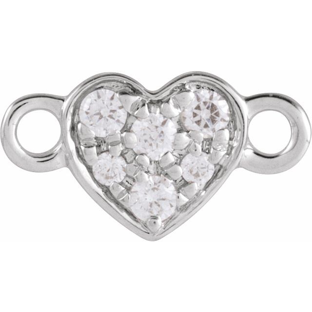 Petite Pavé® .06 CTW Natural Diamond Heart Link, 9.6 mm x 5.25 mm
