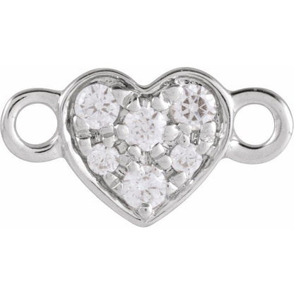 Petite Pavé® .06 CTW Natural Diamond Heart Link, 9.6 mm x 5.25 mm