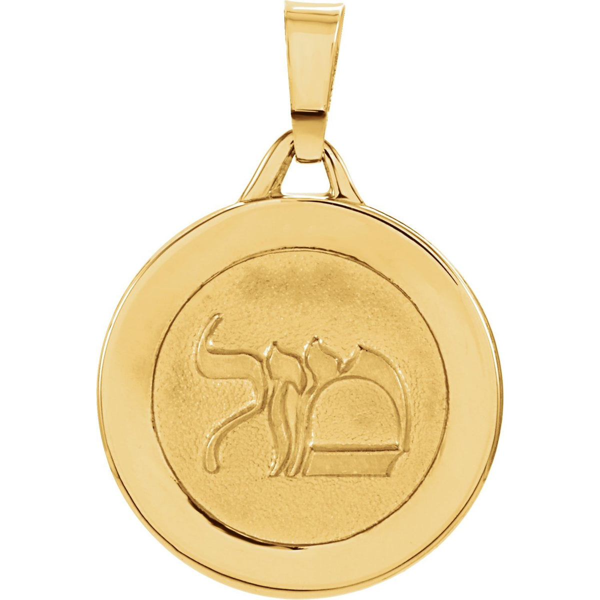14K Yellow Gold Round Mazel Good Luck Medal