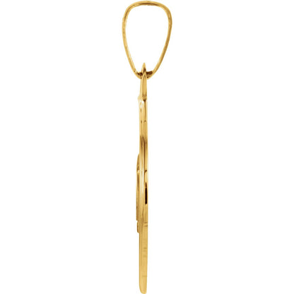 14K Yellow Gold Round Mazel Good Luck Medal