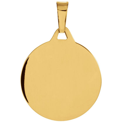 14K Yellow Gold Round Mazel Good Luck Medal