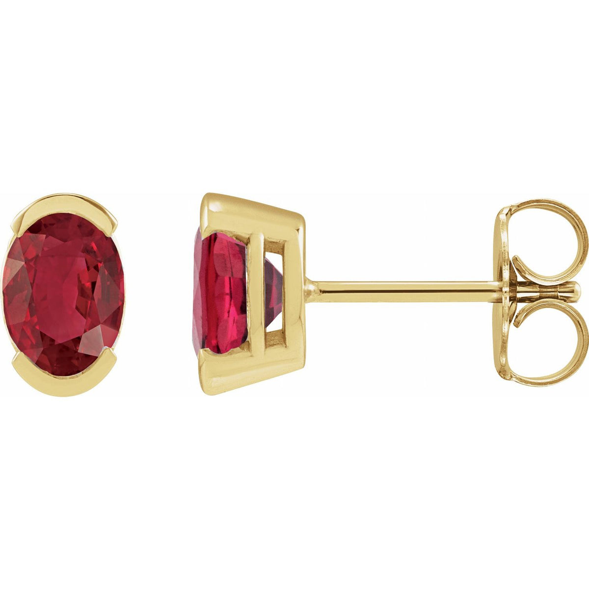 14K Yellow Gold 6x4 mm Lab-Grown Ruby Stud Earrings