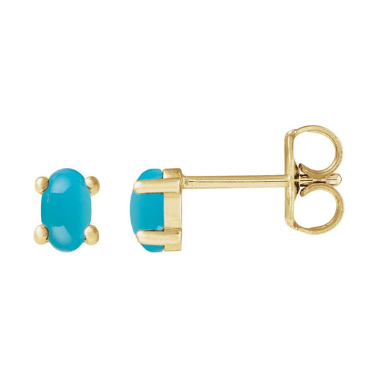 7x5 mm Oval Natural Turquoise Earrings
