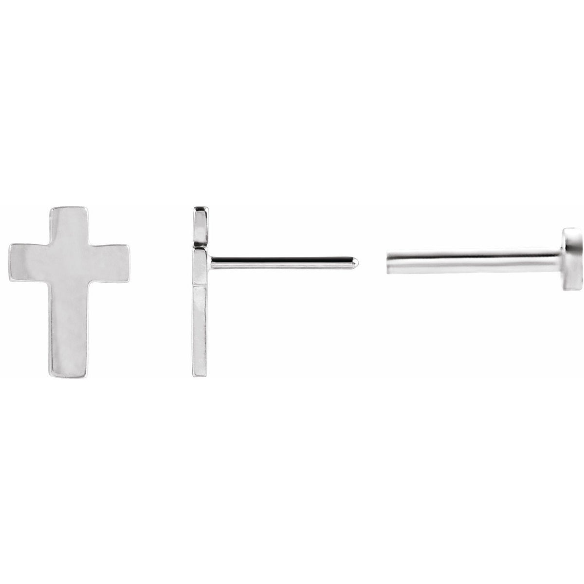 14K White Gold 7x5 mm Cross Earring