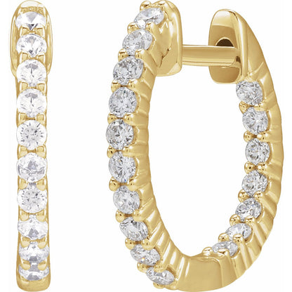 1/2 CTW Lab-Grown Diamond Inside-Outside Hinged Hoop Earrings