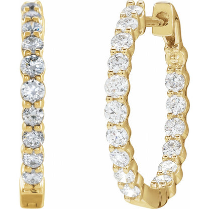 1 CTW Lab-Grown Diamond Inside-Outside Hinged Hoop Earrings