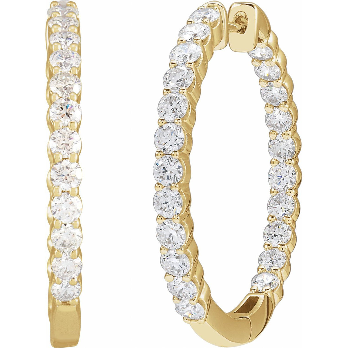 3 CTW Lab-Grown Diamond Inside-Outside Hinged Hoop Earrings