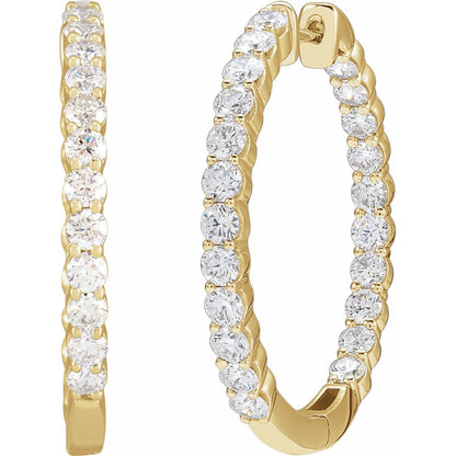 3 CTW Lab-Grown Diamond Inside-Outside Hinged Hoop Earrings