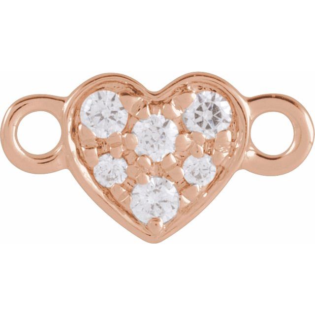 Petite Pavé® .06 CTW Natural Diamond Heart Link, 9.6 mm x 5.25 mm