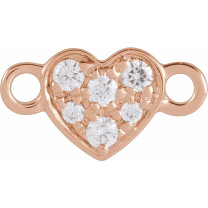 Petite Pavé® .06 CTW Natural Diamond Heart Link, 9.6 mm x 5.25 mm
