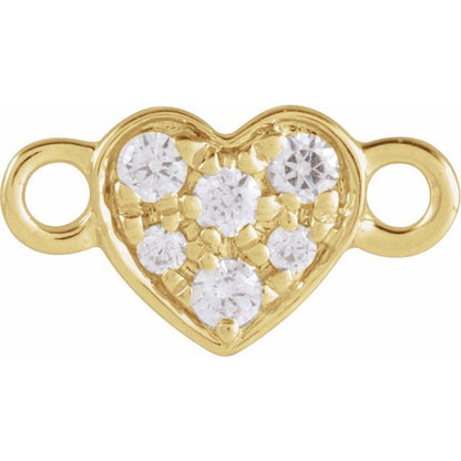 Petite Pavé® .06 CTW Natural Diamond Heart Link, 9.6 mm x 5.25 mm