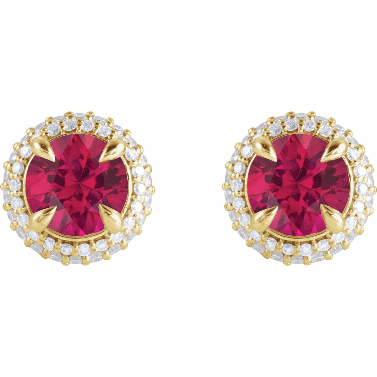 14K White Gold Lab-Grown Ruby & 1/2 CTW Lab-Grown Diamond Halo-Style Earrings