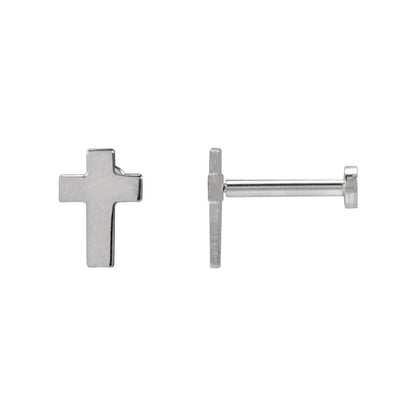 14K White Gold 7x5 mm Cross Earring