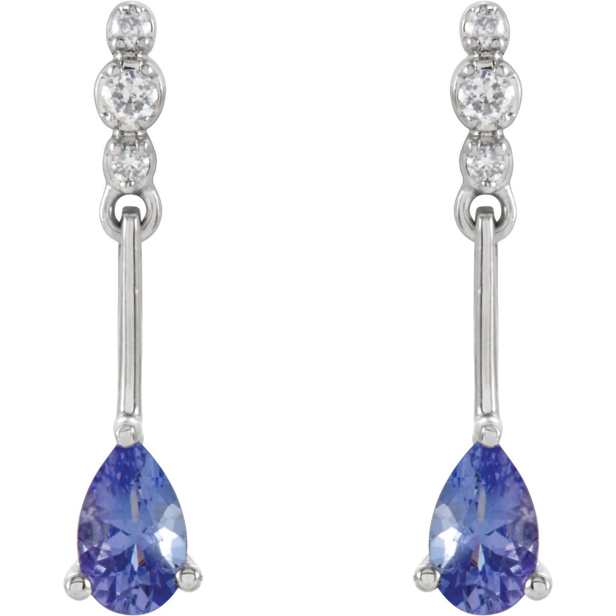 14K White Gold Natural Tanzanite & .05 CTW Natural Diamond Earrings