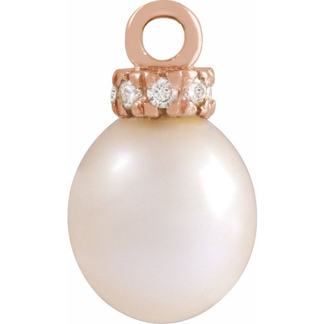 Cultured Freshwater Pearl & 1/10 CTW Lab-Grown Diamond Dangle