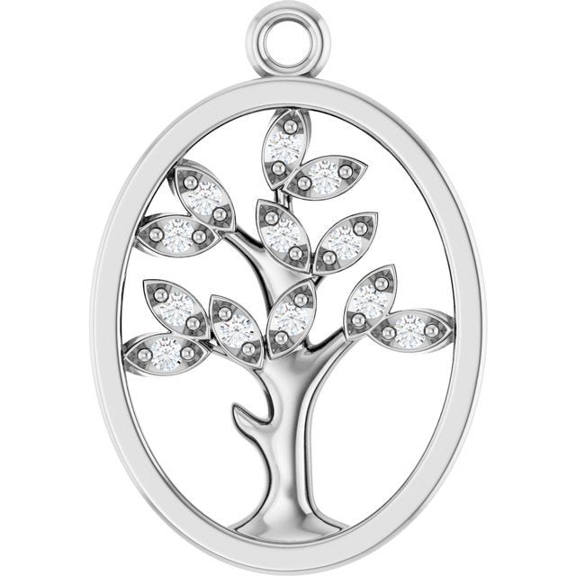 .06 CTW Natural Diamond Tree of Life Dangle