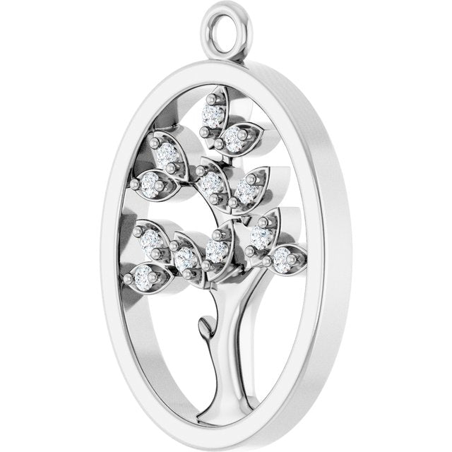 .06 CTW Lab-Grown Diamond Tree of Life Dangle