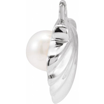 Cultured White Freshwater Pearl Shell Dangle