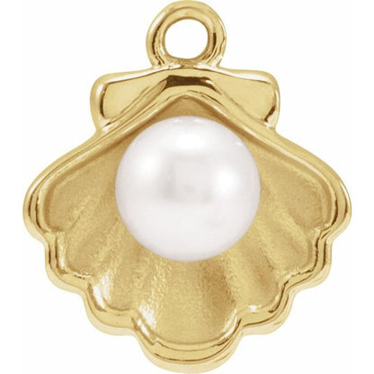 Cultured White Freshwater Pearl Shell Dangle