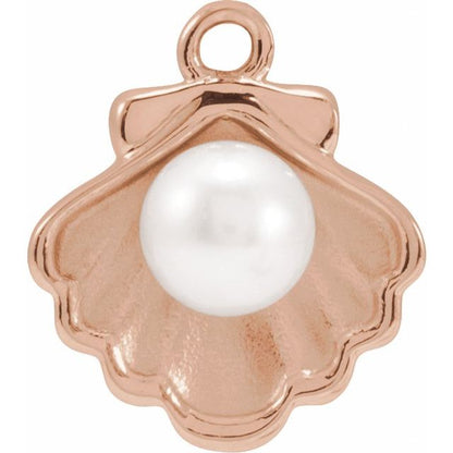 Cultured White Freshwater Pearl Shell Dangle