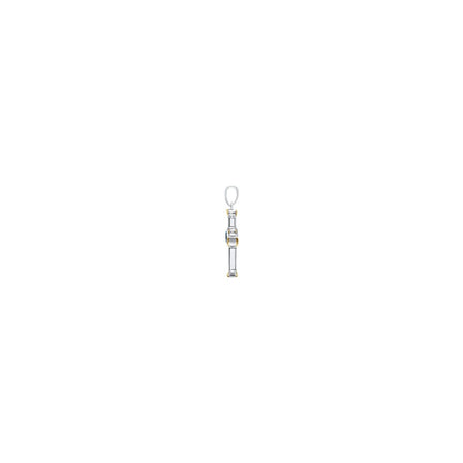Sterling Silver & 14K Yellow Gold Natural Swiss Blue Topaz Cross Pendant