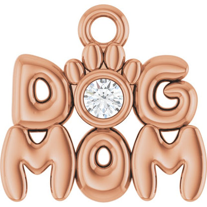 .03 CT Natural Diamond Dog Mom Dangle