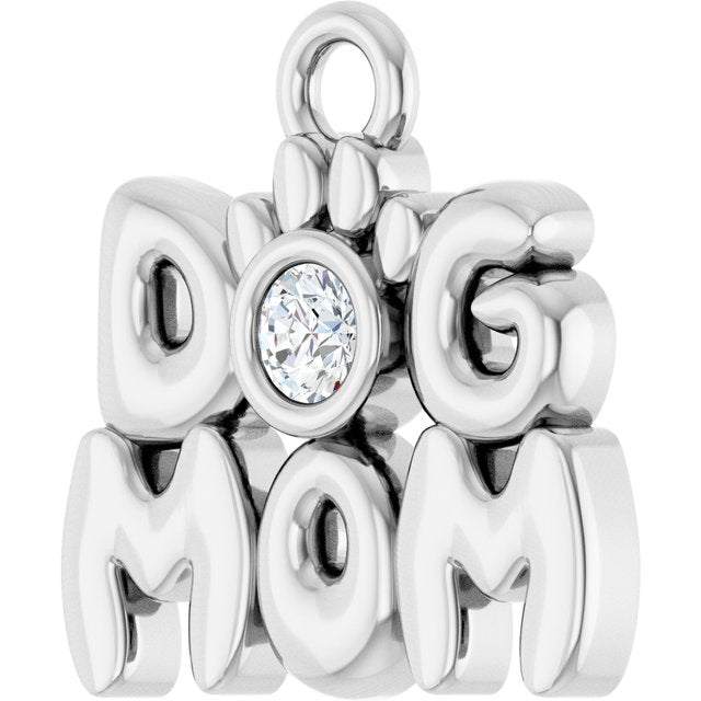 .03 CT Natural Diamond Dog Mom Dangle
