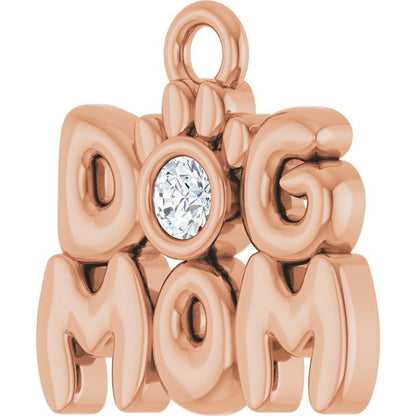 .03 CT Natural Diamond Dog Mom Dangle