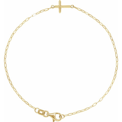 Sideways Cross 7" Bracelet (BRC965)