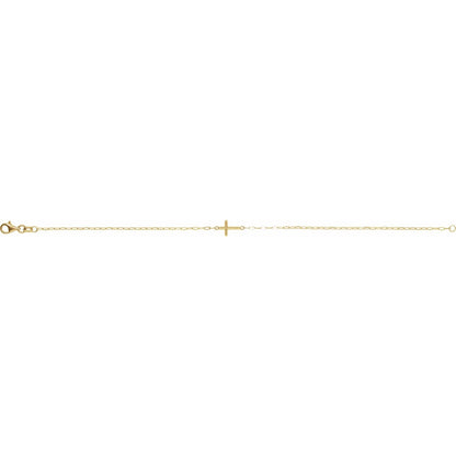 Sideways Cross 7" Bracelet (BRC965)