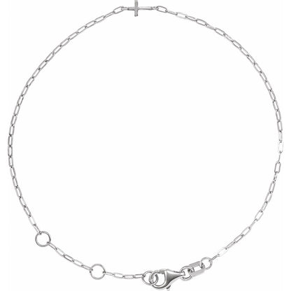 Sideways Cross Paperclip-Style Chain 6 1/2-7 1/2" Bracelet