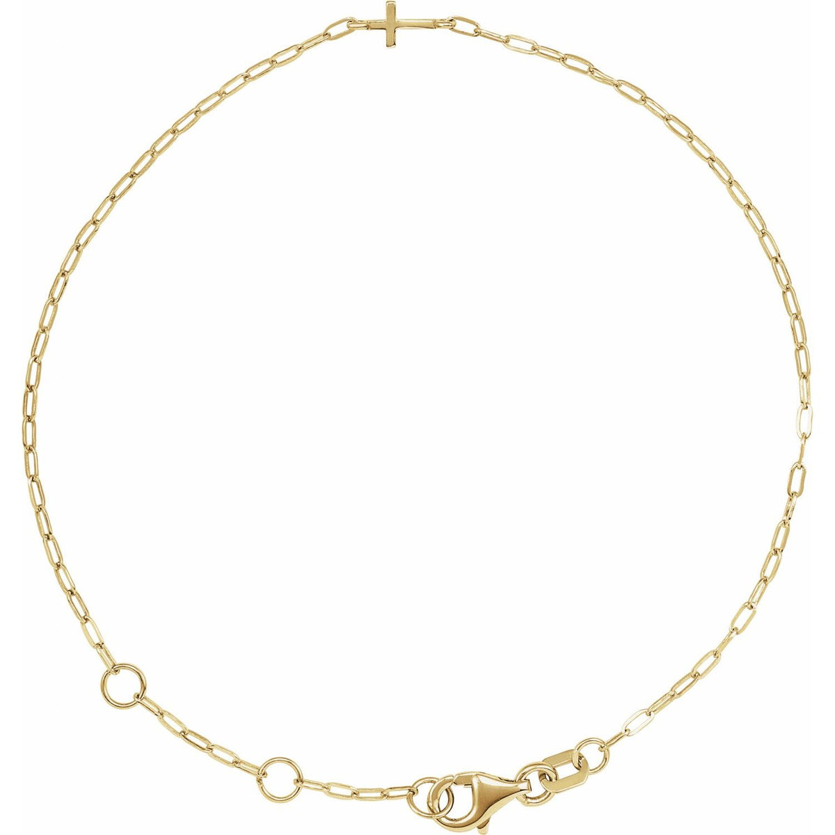 Sideways Cross Paperclip-Style Chain 6 1/2-7 1/2" Bracelet